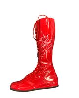 Bret Hitman Hart Autographed Red Full Size Wrestling Boot