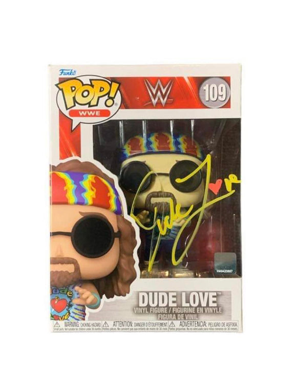 Mick Foley Dude Love WWE/WWF Autographed Yellow Funko Pop #109