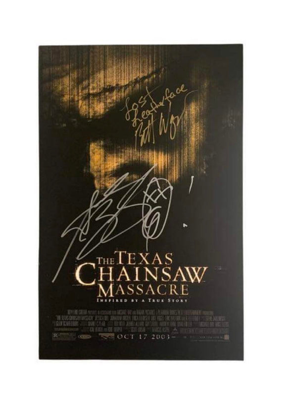 Andrew Bryniarski and Brett Wagner The Texas Chainsaw Massacre Dual Autographed Silver & Gold 11x17 Mini Poster