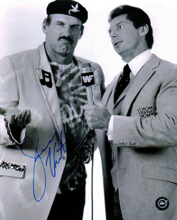Jesse Ventura Autographed WWE Hall of Famer 8x10 Interview Photo