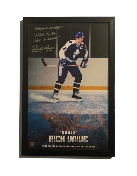 Rick Vaive Toronto Maple Leafs NHL Custom Icon Exclusive 11x17 Print Autographed Frame