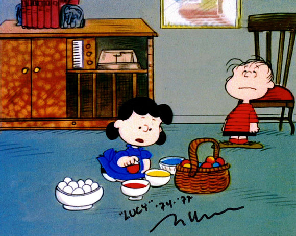 Melanie Kohn Bravener as Lucy van Pelt Autographed 8x10 Peanuts Photo Easter Egg Painting