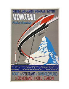 Bob Gurr Disney Imagineer Autographed 11x17 Monorail Poster