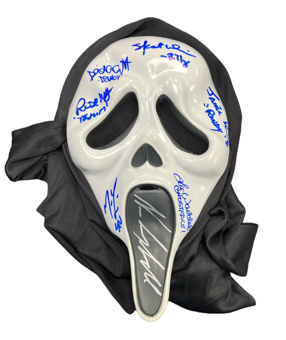Neve Campbell/Jamie Kennedy/Matthew Lillard/Skeet Ulrich/David Arquette/Rose McGowan/Lee Waddell Scream Ghostface Seven Autographs Mask