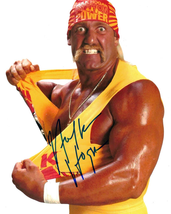 Hulk Hogan Autographed 8x10 Ripping Hulkamania Shirt Promo