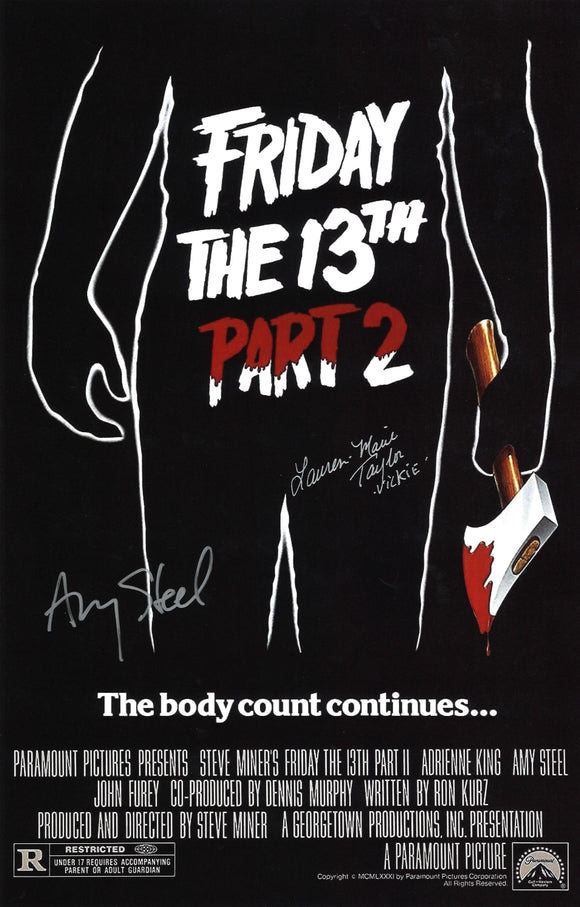 Amy Steel and Lauren-Marie Taylor Autographed Friday the 13th Part 2 11 x 17 Poster