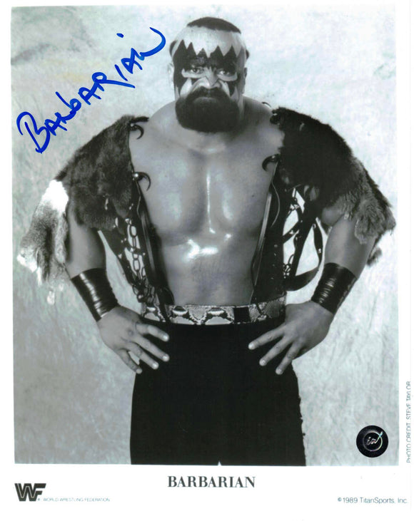 The Barbarian Autographed WWE 8x10