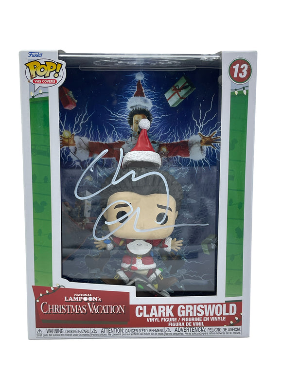 Chevy Chase Autographed Clark Griswold VHS Covers Funko Pop