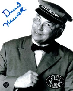 David Newell as Mr. McFeely from Mister Rogers' Neighborhood Autographed B&W 8x10