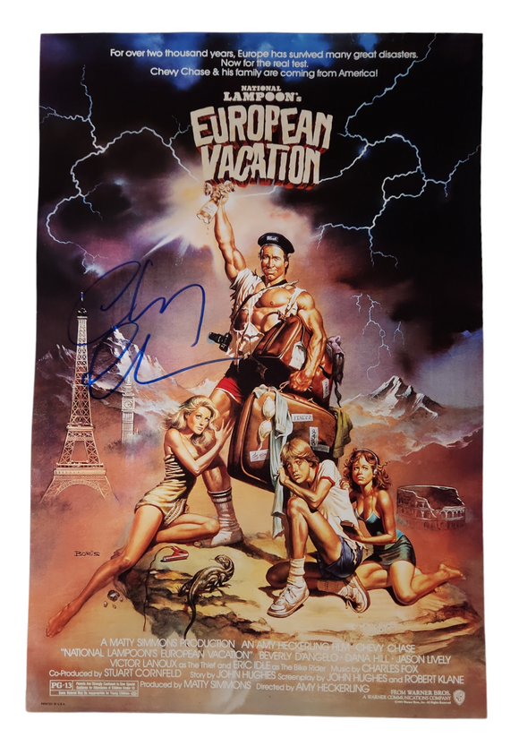 Chevy Chase Autographed National Lampoon’s European Vacation 11x17 Poster