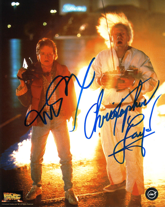 Michael J. Fox & Christopher Lloyd Dual Autographed Back to the Future 8x10 Photo