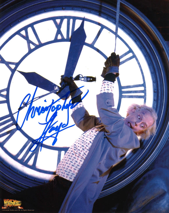 Christopher Lloyd Doc Brown Autographed Back to the Future 8x10 Clock Photo