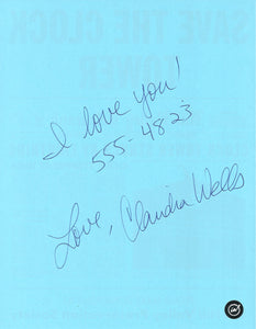 Claudia Wells Autographed Back to the Future 8.5x11 Blue Hill Valley Paper
