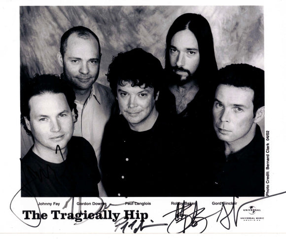 Tragically Hip Autographed 8x10 Promo Photo JSA Certified