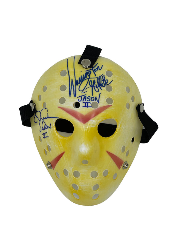 Warrington Gillette & C.J. Graham Autographed Jason Voorhees Mask (Yellow)