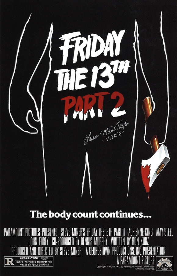 Lauren-Marie Taylor Autographed Friday the 13th Part 2 11 x 17 Poster