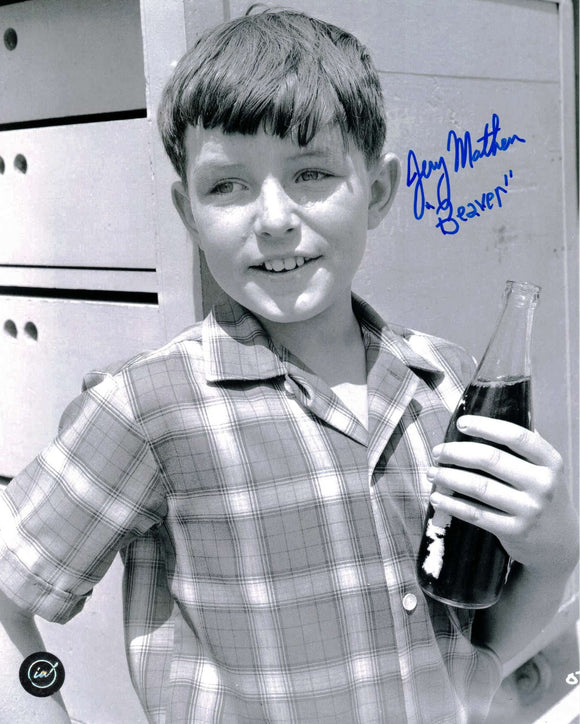 Jerry Mathers in Leave it to Beaver Autographed 8x10 Black & White Photo