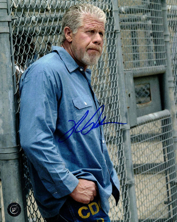 Ron Perlman as Clay Morrow SOA Autographed 8x10 Jail Photo in Blue Sharpie
