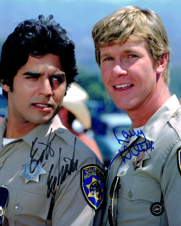 Larry Wilcox & Erik Estrada Dual Signed CHiPS Autographed 8x10