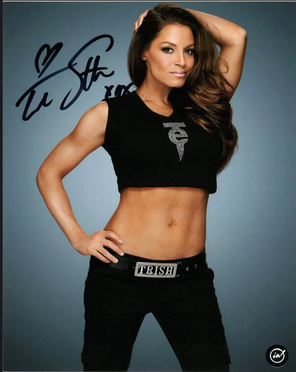 Trish Stratus Promo WWF Autographed 8x10