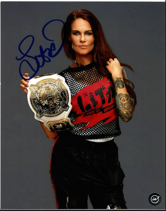 Lita with Championship Belt WWF Autographed 8x10