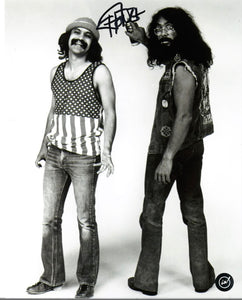 Tommy Chong Cheech and Chong Black and White Autographed 8x10