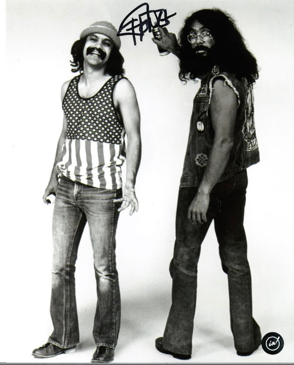 Tommy Chong Cheech and Chong Black and White Autographed 8x10