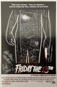 Ari Lehman, Debra Hayes & Ron Millkie TRIPLE SIGNED Friday the 13th 11x17 Poster