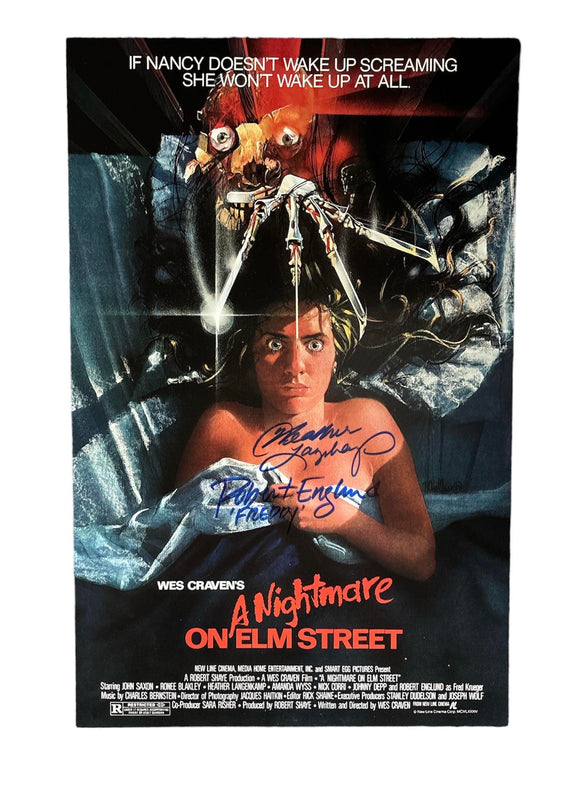 Robert Englund & Heather Langenkamp A Nightmare on Elm Street Autographed 11x17 Poster