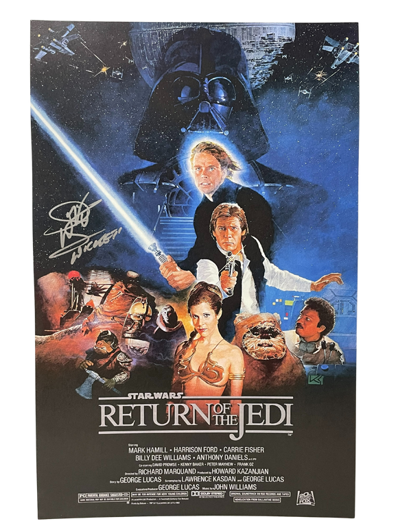 Warwick Davis Return of the Jedi Autographed 11x17 Poster
