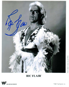 Ric Flair Autographed WWF / WWE Promo Photo in Blue Sharpie