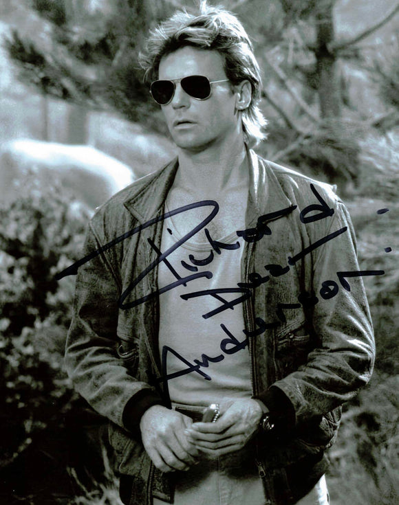 Richard Dean Anderson as MacGyver Autographed 8x10 Autographed B&W Photo