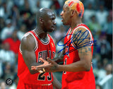 Dennis Rodman Autographed 8x10 with Michael Jordan Dynasty Photo