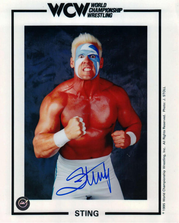 Vintage Sting Autographed 8x10 WCW Promo Photo with Throwback Face Paint