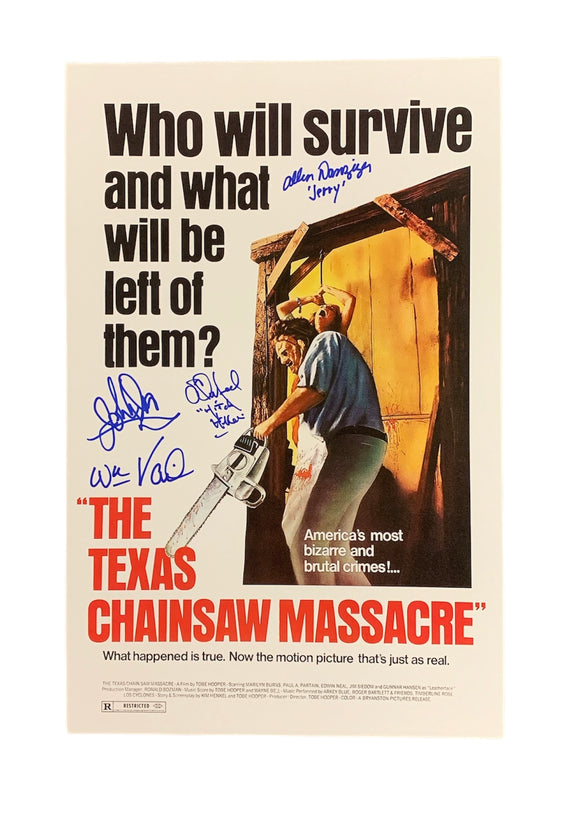 Cast Autographed The Texas Chainsaw Massacre (1974) Mini Poster