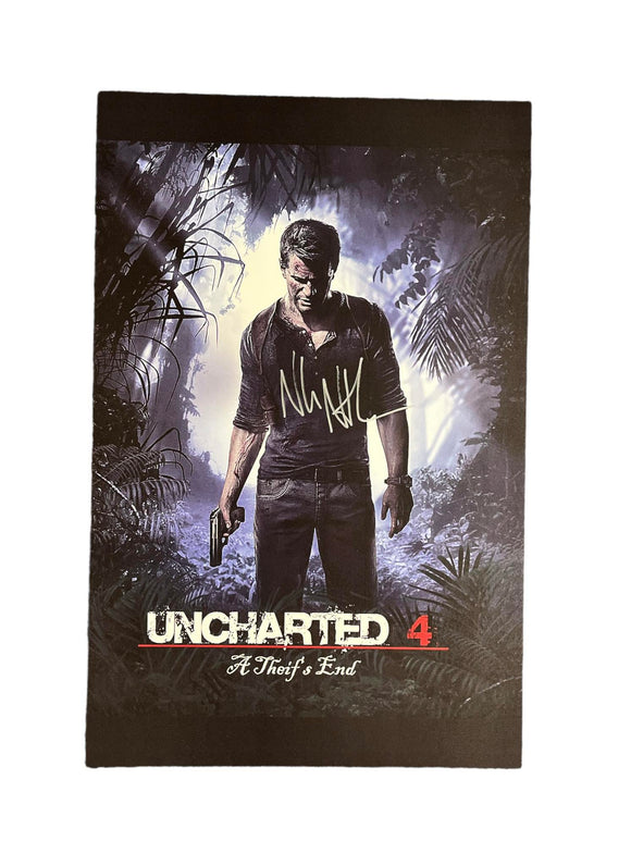 Nolan North Unchartered 4 Autographed Mini Poster Voice of Nathan Drake