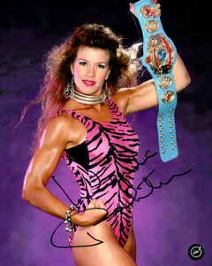 Wendi Richter WWF WWE Diva with Belt 8x10 Autographed Photo