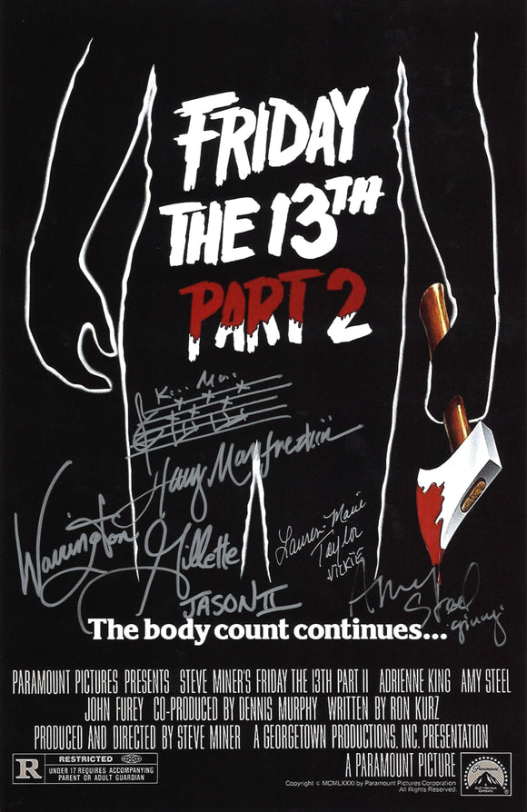 Multiple Autographed Friday the 13th Part 2 11 x 17 Poster