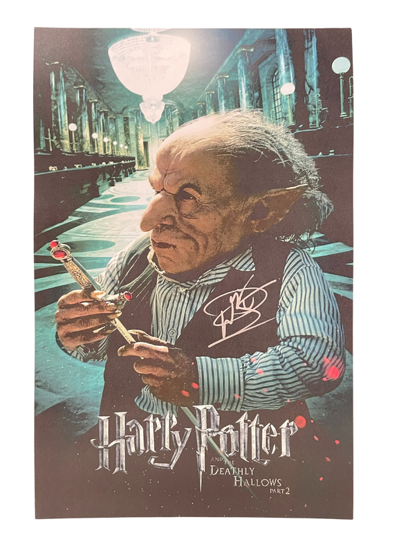 Warwick Davis Harry Potter and the Deathly Hallows Part 2 Autographed 11x17 Poster