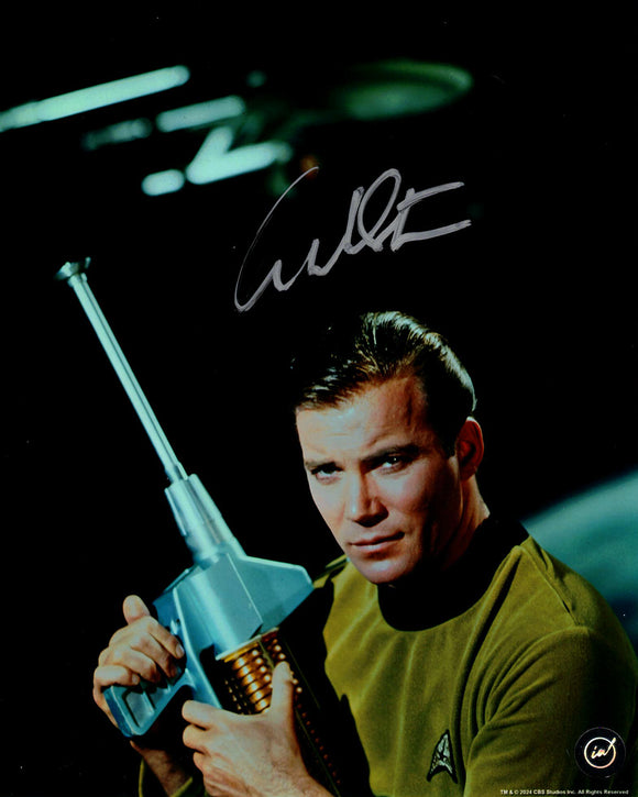 William Shatner Star Trek Autographed 8x10 Photo (Holding Phaser)