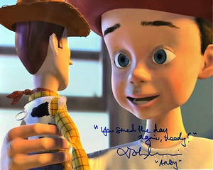 John Morris Toy Story Quote Autographed 8x10