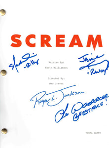 Skeet Ulrich, Jamie Kennedy, Roger Jackson and Lee Waddell cast signed replica  Scream Script Cover