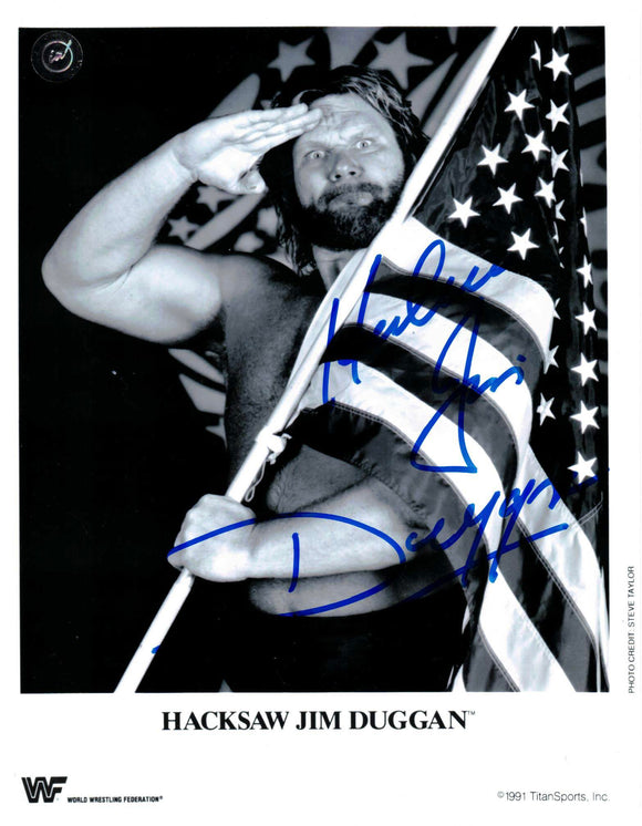 Hacksaw Jim Duggan Autographed WWF 8x10 Photo