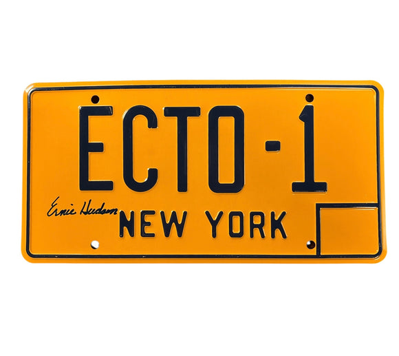 Ernie Hudson Signed Ecto-1 Yellow License Plate