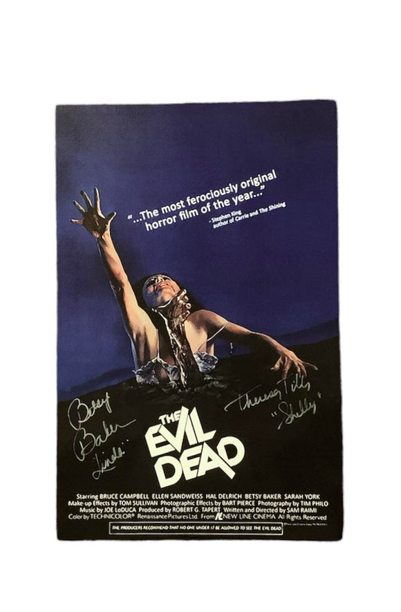The Evil Dead Mini Poster Dual Autographed by Betsy Baker & Teresa Tilly