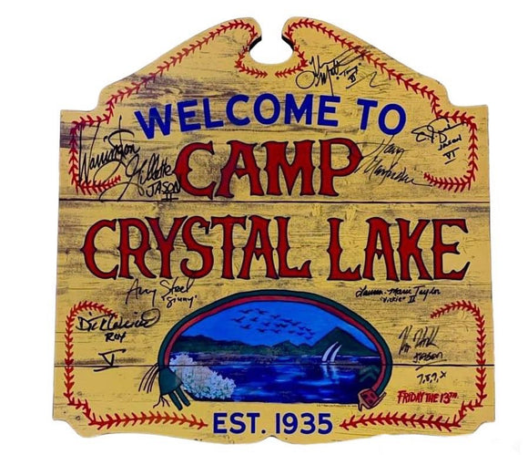 8 Cast Member Autographed Camp Crystal Lake Friday the 13th Sign