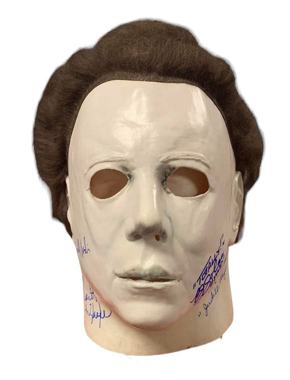 Halloween Cast Autographed Michael Myers Mask by Nick Castle/PJ Soles/Sandy Johnson/William Sandin