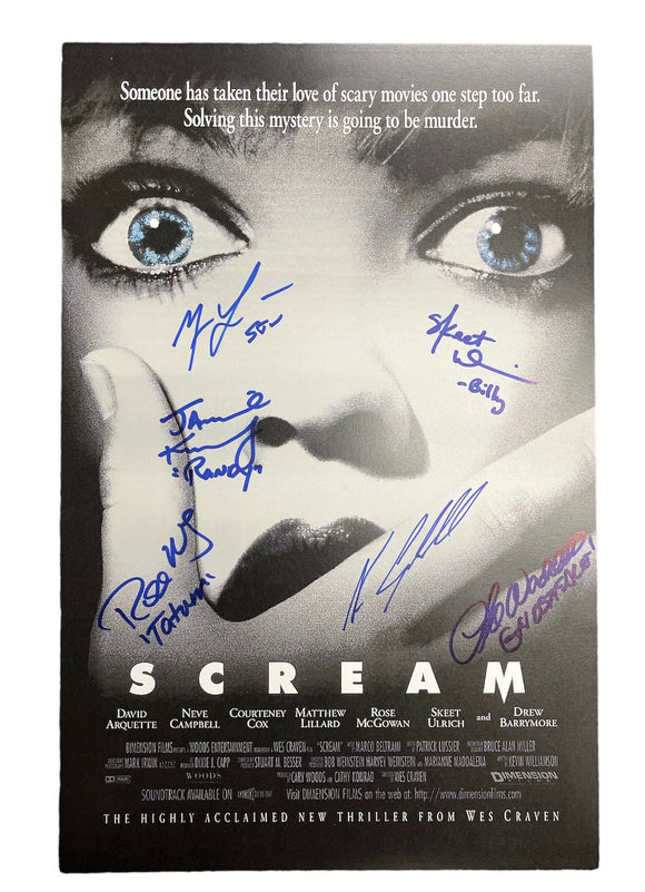 Neve Campbell/Matthew Lillard/Skeet Ulrich/Jamie Kennedy/Rose McGowan/Lee Waddell Scream 6 Autographs 11x17