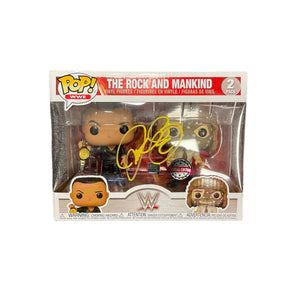Mick Foley as Mankind w/ the Rock WWE/WWF Autographed Funko Pop 2-Pack