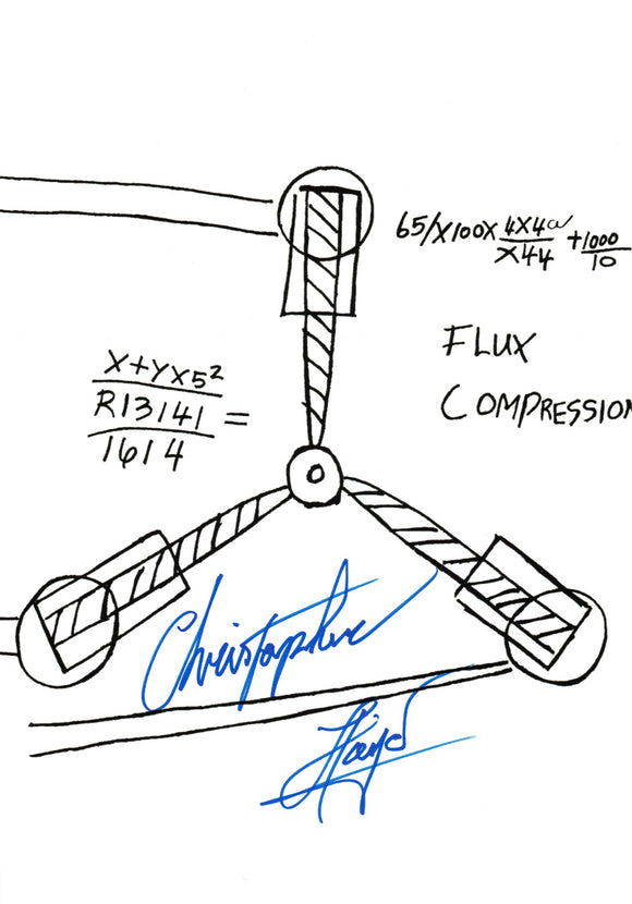 Flux Capacitor Doc Brown Movie Prop Drawing Autographed by Christopher Lloyd